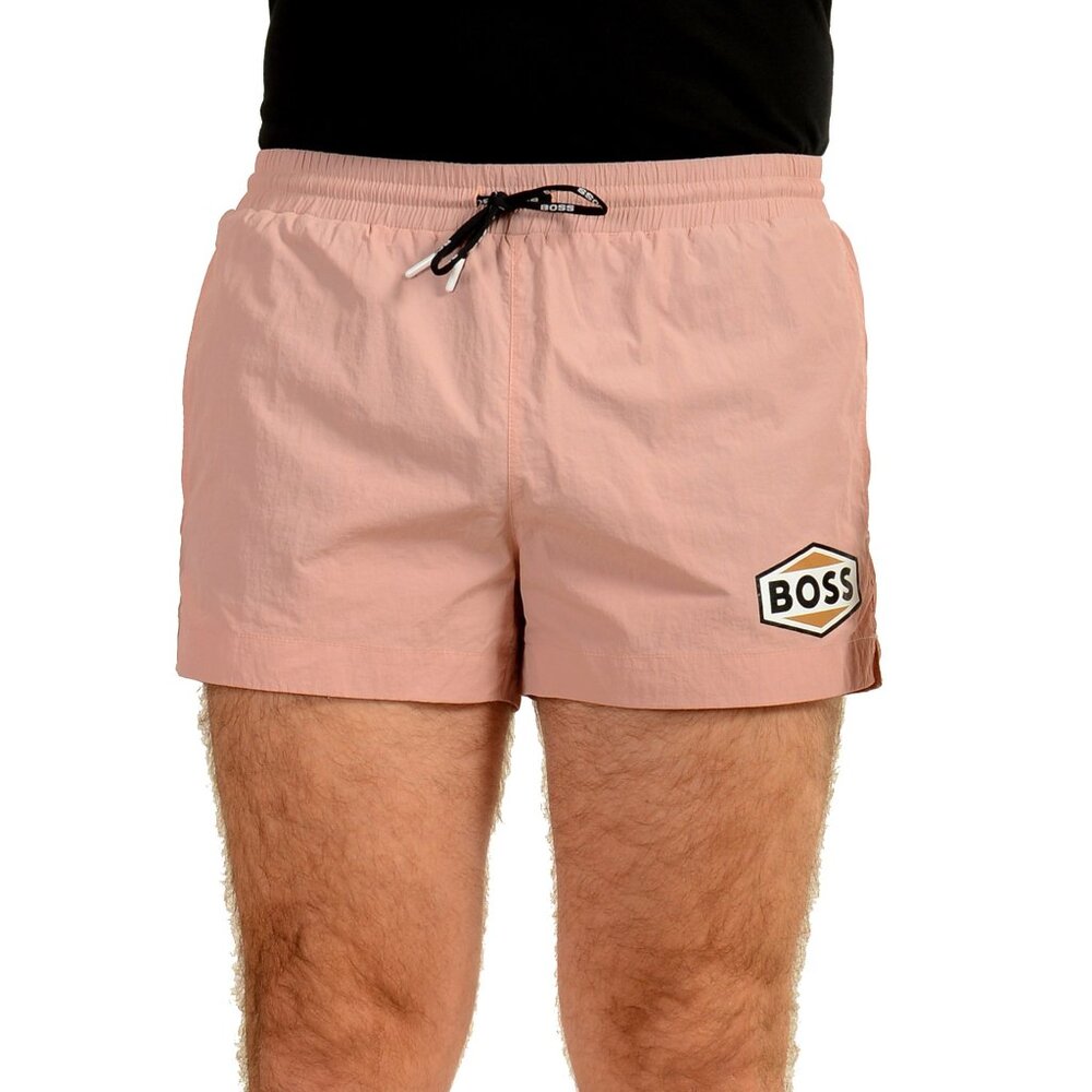 Hugo Boss Men's "Pacific" Light Pink Logo Swim Board Shorts US M IT 50